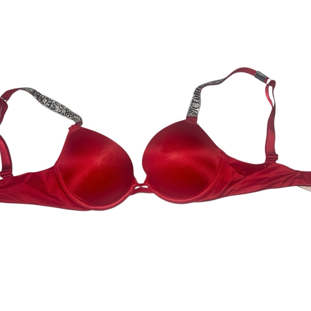 Victoria's Secret Vibrant  rhinestone logo Red Bra